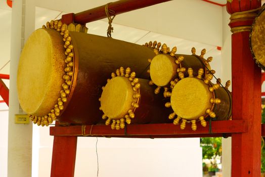 big drums in a buddhist temple,Lampang temple,Thailand