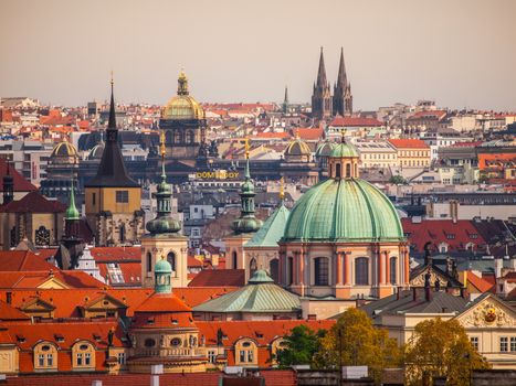 Close-up view of Prague towers (Czech Republic)