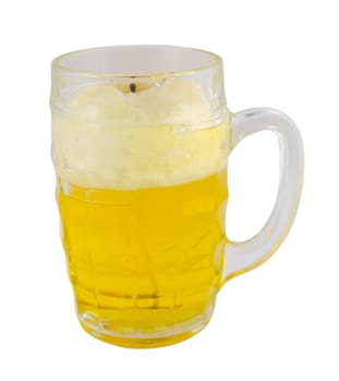 light beer full mug with froth isolated on white background