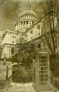 Vintage Antigue Picture of St. Paul's Cathedral in London.