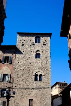 An old big medieval tower in Pistoia
