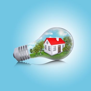 House in the light bulb. Business concept