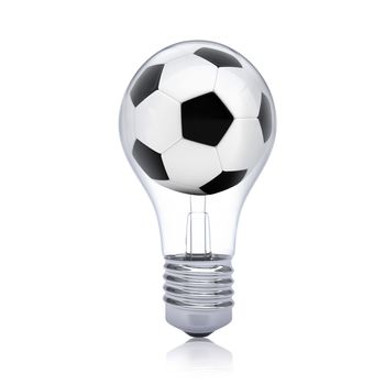 Soccer ball inside the bulb. Sport concept