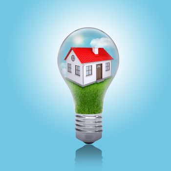 House in the light bulb. Business concept