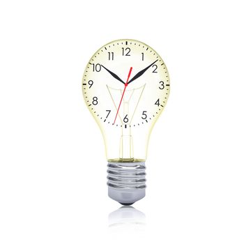 Clock face inside the bulb. Time concept