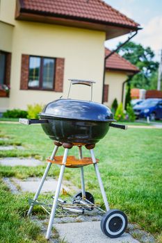Grilling theme with barbecue stuff. Kettle barbecue grill.