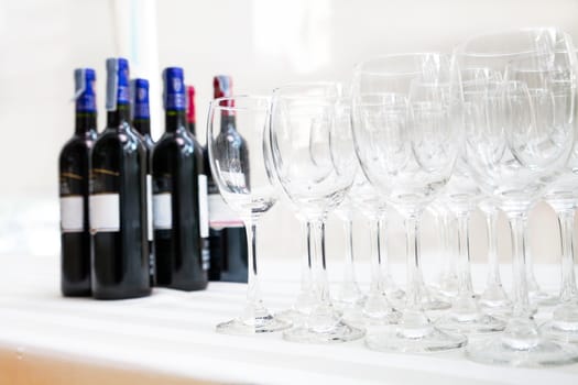 red wine  bottle and glasses