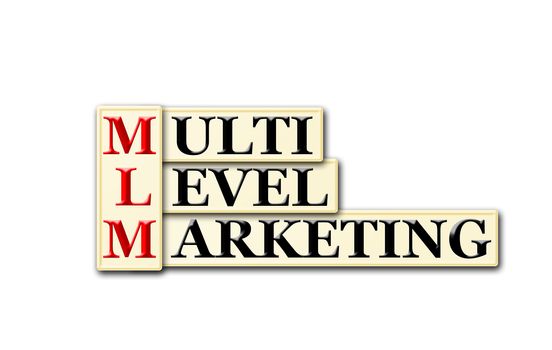Conceptual MLM Multi Level  Marketing  acronym on white