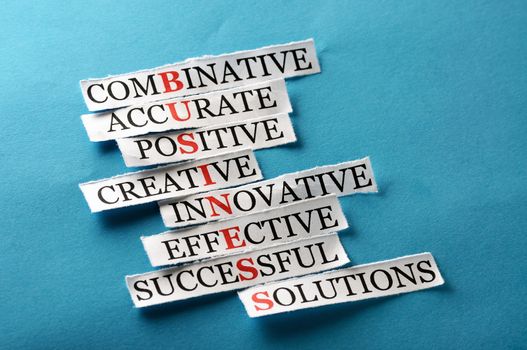 business  acronym in business concept, words on cut paper hard light