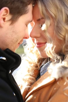 Autumn. Cute couple on the street