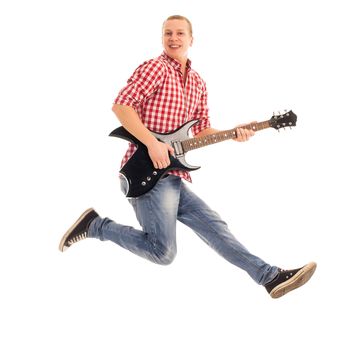 Young musician with electric guitar