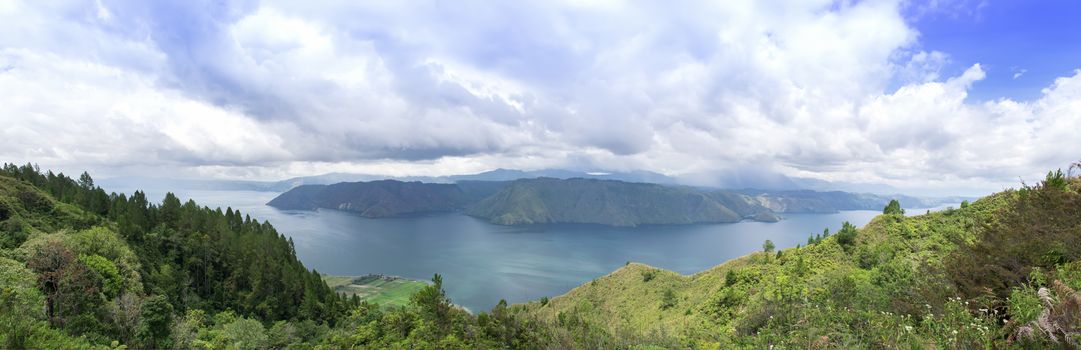 View from Samosir Island. Lake Toba, North Sumatra, Indonesia.