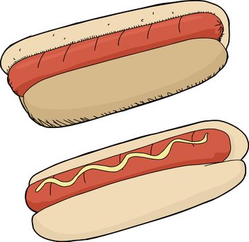 Super hot dogs on isolated background