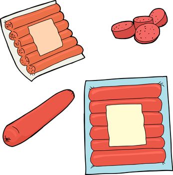 Group of various hot dog packages on white