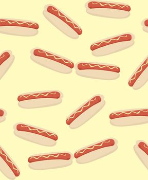 Seamless tiled background pattern of hot dogs