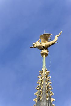 The famous Gulden Draak or Golden Dragon on top of Ghent Belfry, Belgium.