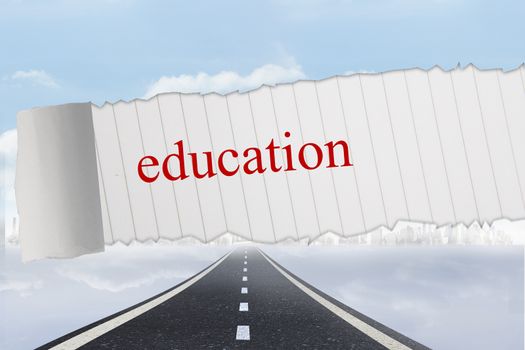 The word education against open road background