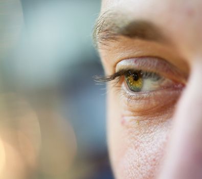 eye of young european man, small depth of field