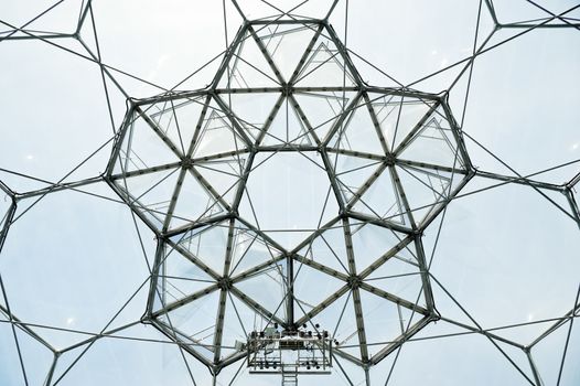 geometric shapes on a giant bio-dome greenhouse roof