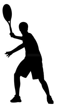 tennis player boy silhouette vector