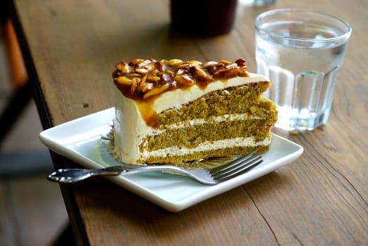 almonds cake ready to eat,shallow focus