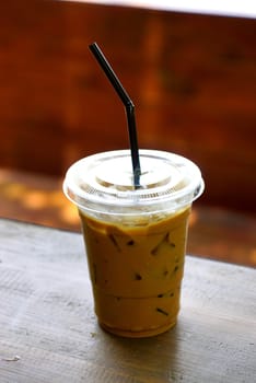 cup of iced coffee ready to drink,shllow focus