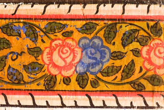 flower pattern painting of old thai temple wall,unknown artist,Lampang temple,Thailand