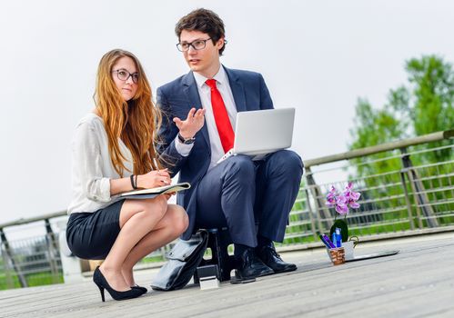 Junior executives dynamics working outside of their office