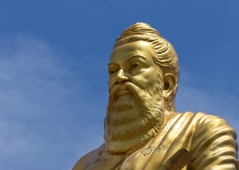 Statue of Tiruvalluvar, great Tamil writer who lived around the start of our era, as seen in Vellore, Tamil Nadu, India.
