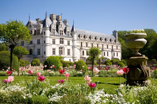 Chateau de Chenonceau from the gardens in Loire Valley, France