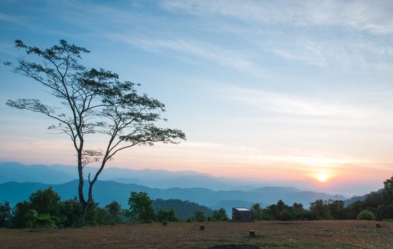 Majestic sunset in the mountains landscape at National mother Thailand