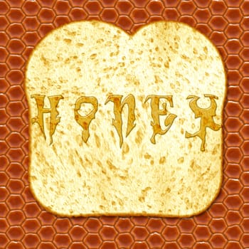 Honey text on the toast with hive background