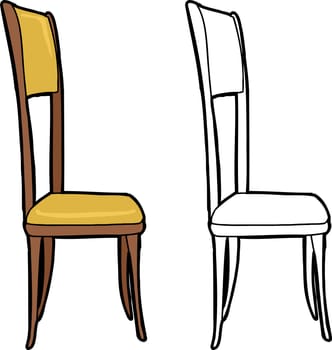 Single isolated dining chair on white background