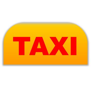 Orange and red taxi icon in white background
