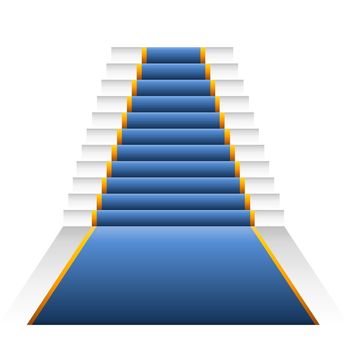 Blue elegant stairs isolated in white background