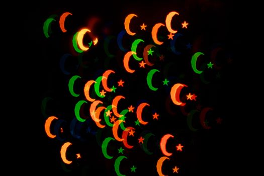 Abstract colorful background crescent and star shot for the holidays