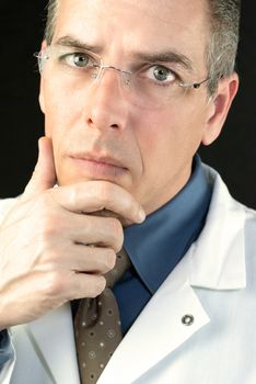 Close-up of a Doctor considering a patients case.