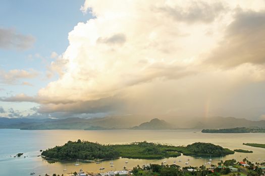 Savusavu marina and Nawi islet, Vanua Levu island, Fiji, South Pacific