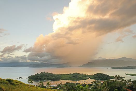 Savusavu marina and Nawi islet, Vanua Levu island, Fiji, South Pacific