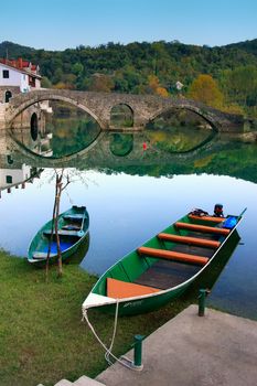 Boats at Crnojevica river, Montenegro, Balkans