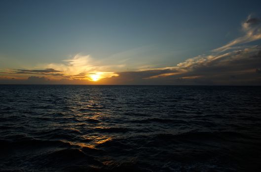 Sunset over the ocean, Vanua Levu island, Fiji, South Pacific