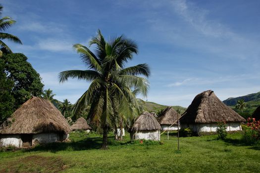 Traditional houses of Navala village, Viti Levu island, Fiji