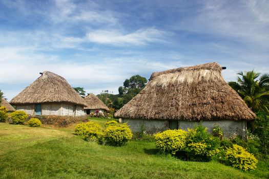 Traditional houses of Navala village, Viti Levu island, Fiji