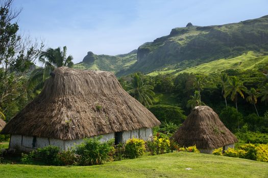 Traditional houses of Navala village, Viti Levu island, Fiji