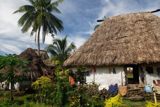 Traditional house of Navala village, Viti Levu island, Fiji