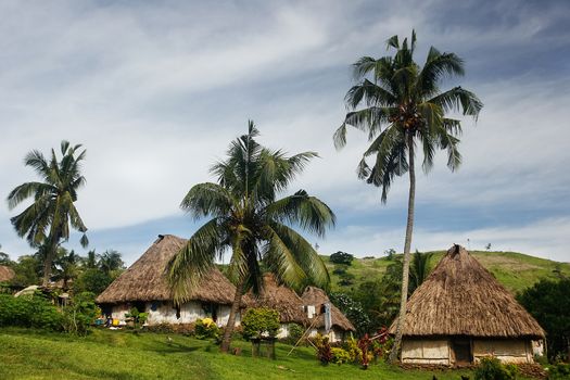 Traditional houses of Navala village, Viti Levu island, Fiji