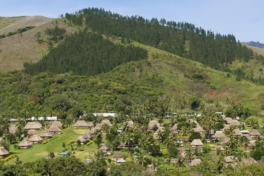 Traditional houses of Navala village, Viti Levu island, Fiji