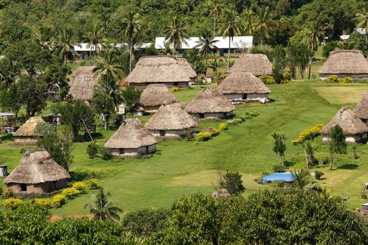 Traditional houses of Navala village, Viti Levu island, Fiji