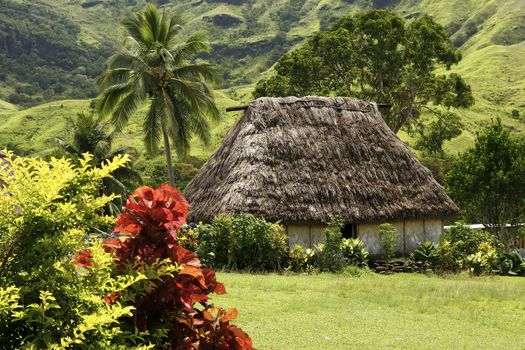 Traditional house of Navala village, Viti Levu island, Fiji