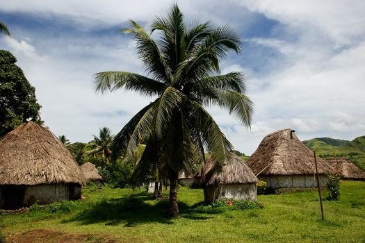 Traditional houses of Navala village, Viti Levu island, Fiji